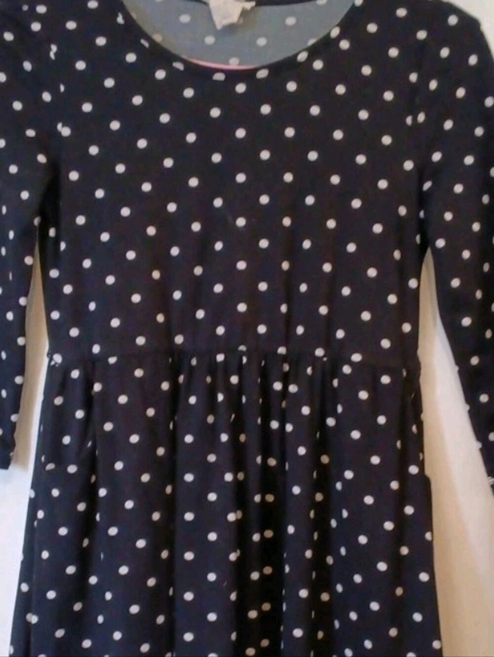 Girls' Black Polka Dot 3/4 Sleeve Casual Dress